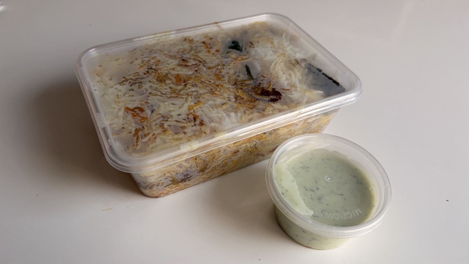 Karachi Flavours beef biryani box with mint raita