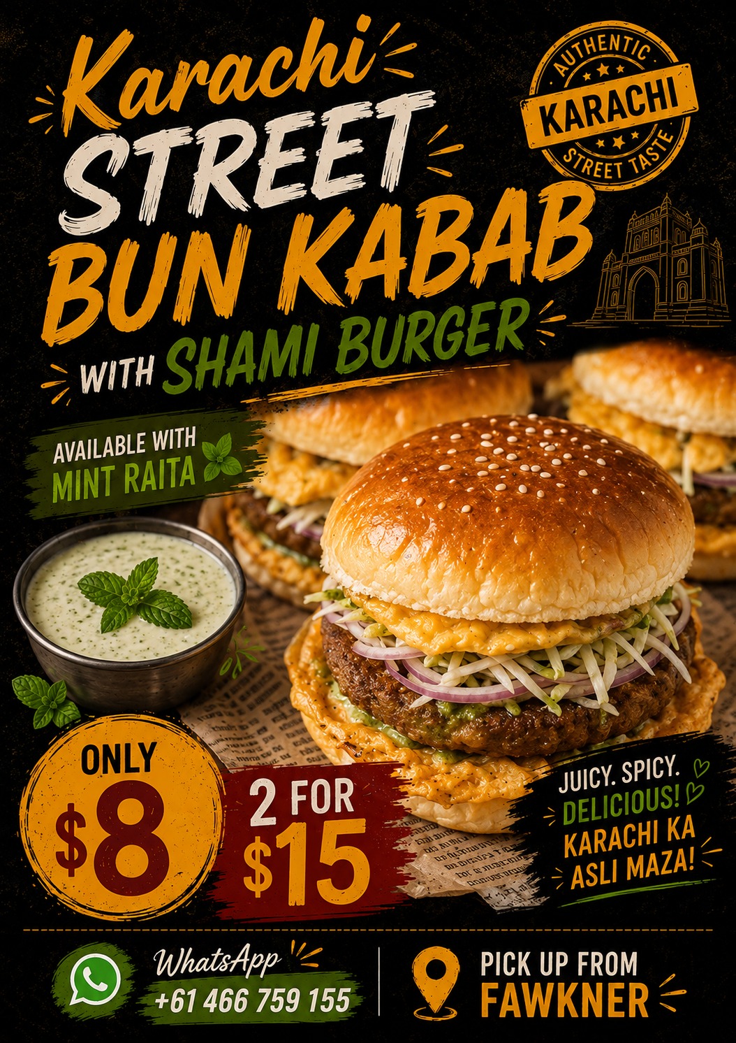 Karachi street-style bun kebab