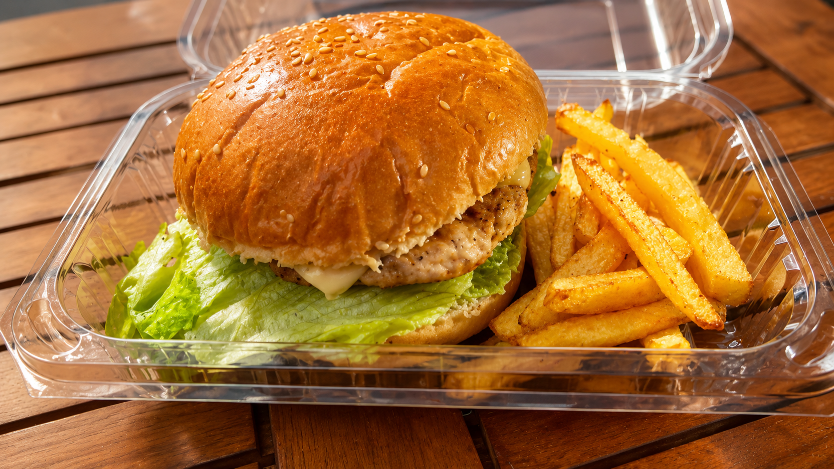 Karachi Flavours chicken burger with golden fries